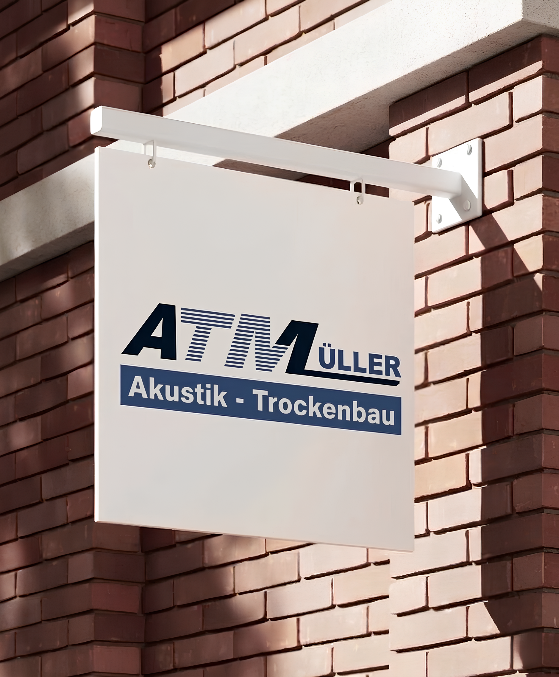 AT Müller Akustik & Trockenbau – Firmenschild in Wölpinghausen